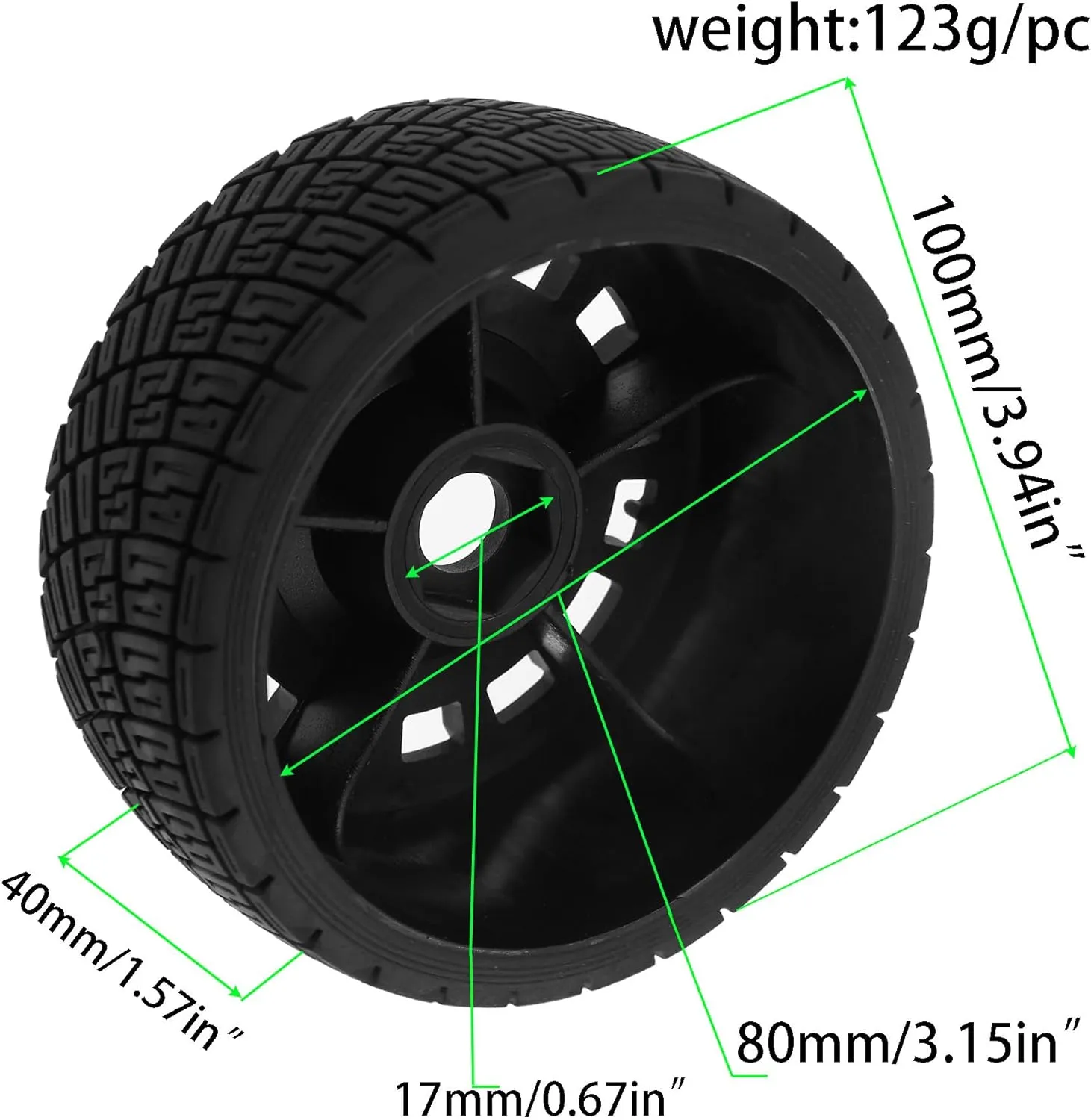 Hex Wheels Rubber Rally Tyres forHPI WR8 HSP Hobao ARRMA Redcat Losi Kyosho VRX 1:8 Scale RC On-Road Racing Car RC Rally Drift Car (Black) fujita 1/8 RC 100mm on Road Car Tires and sewage predispose emission damage Wheels Rims 17mm 