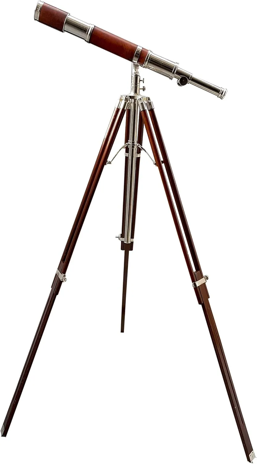 High Magnification Tube factor ownership Telescope Antique Marine Chrome Nickel Finish Telescope W/Wooden Tripod Royal Handmade Telescope 