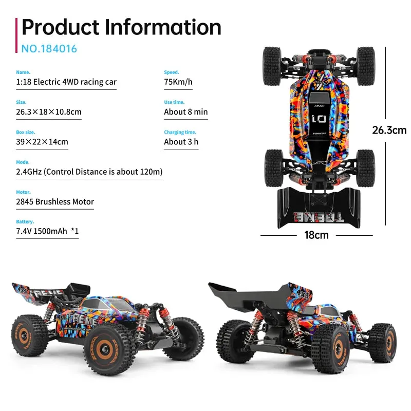 High Speed 4wd Rc Car for Kids 75km/h