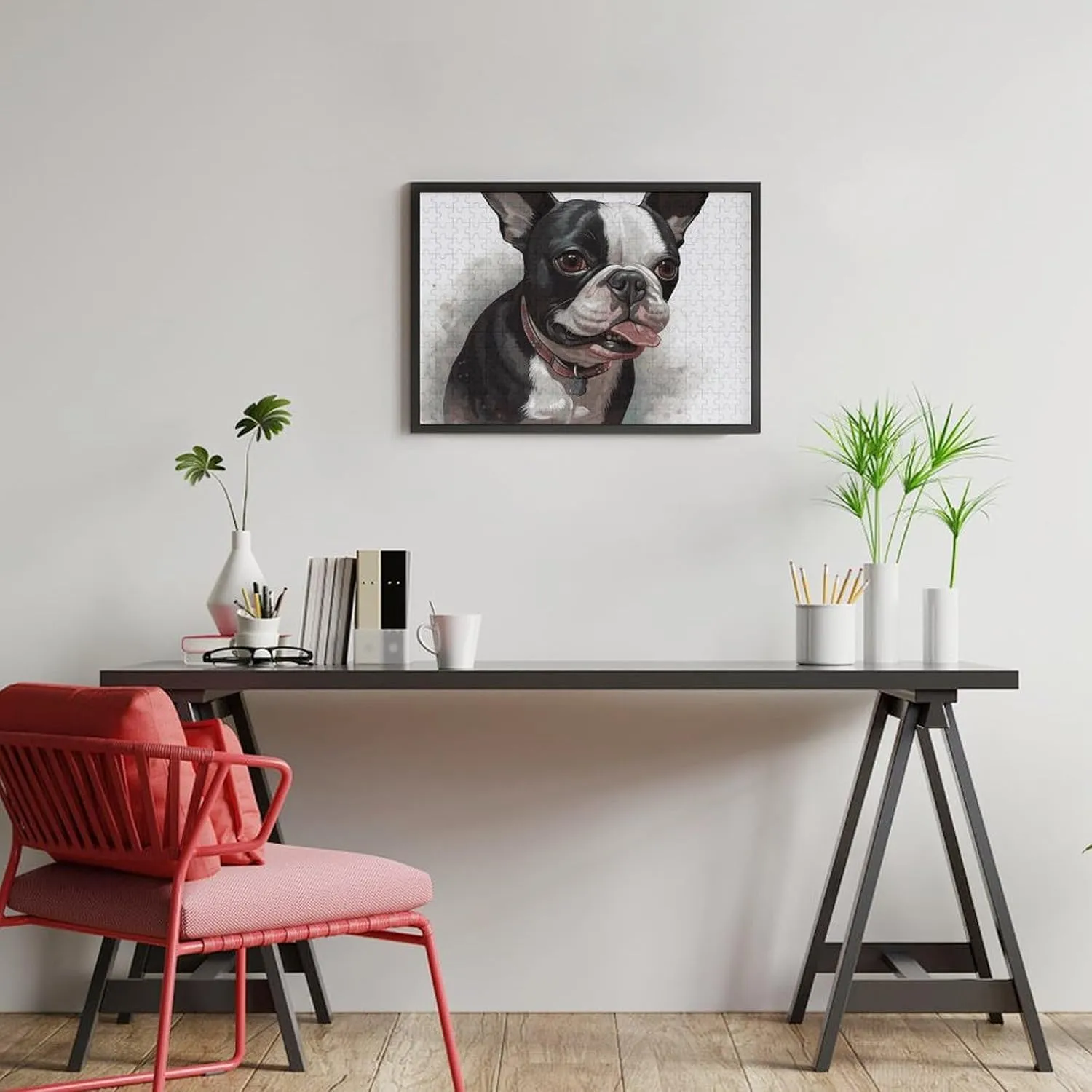 Home Decor for Puzzle Lovers, Family, Friend Creative Gift Toys Boston Terrier Wooden Puzzles for Adults 300 PCS Unique Shape Puzzles Wall versatility season Art 