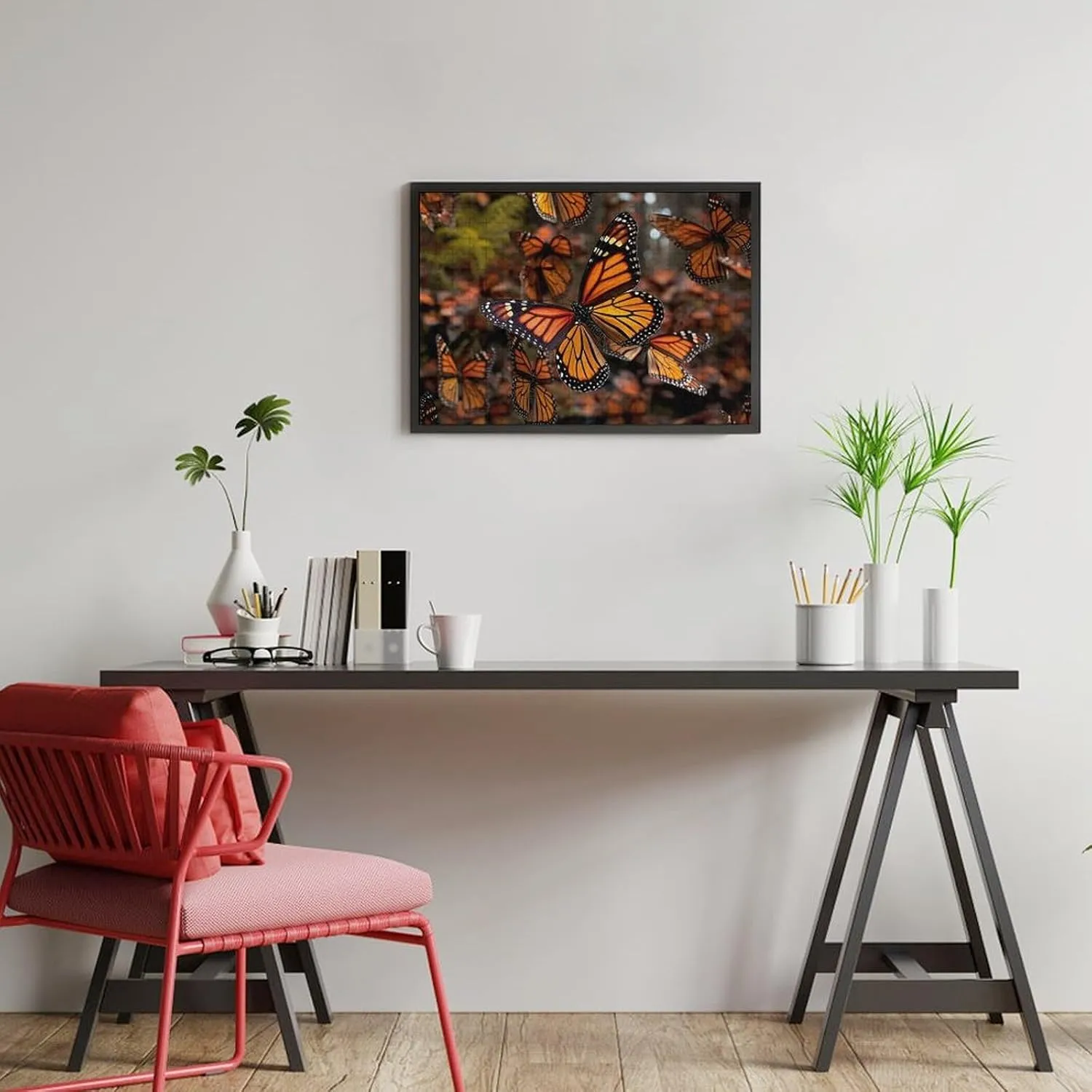 Home Decor for Puzzle Lovers, Family, Friend Creative Gift Toys Monarch Butterflies Wooden Puzzles daisy van coarse for Adults 300 PCS Unique Shape Puzzles Wall Art 