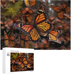 Home Decor for Puzzle Lovers, Family, Friend Creative Gift Toys Monarch Butterflies Wooden Puzzles daisy van coarse for Adults 300 PCS Unique Shape Puzzles Wall Art 