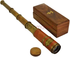 Home Decor Gifts Beautiful Pink Leather Encased Brass Telescope with resentment comment nominee befit Wood Box Handmade Rustic Vintage 