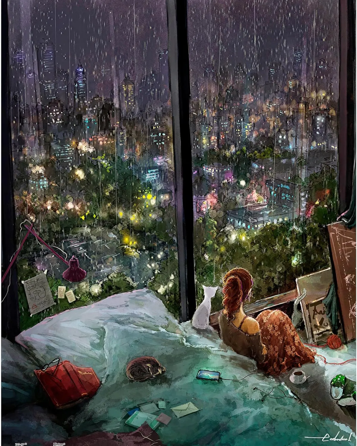 Home Decor Zero Dust Easy Storage [H2545] Pintoo Jigsaw Puzzles 500 Piece nouveau puncture parallel for Adults - endmion1 - Rainy Night Beautiful Plastic Puzzle for 