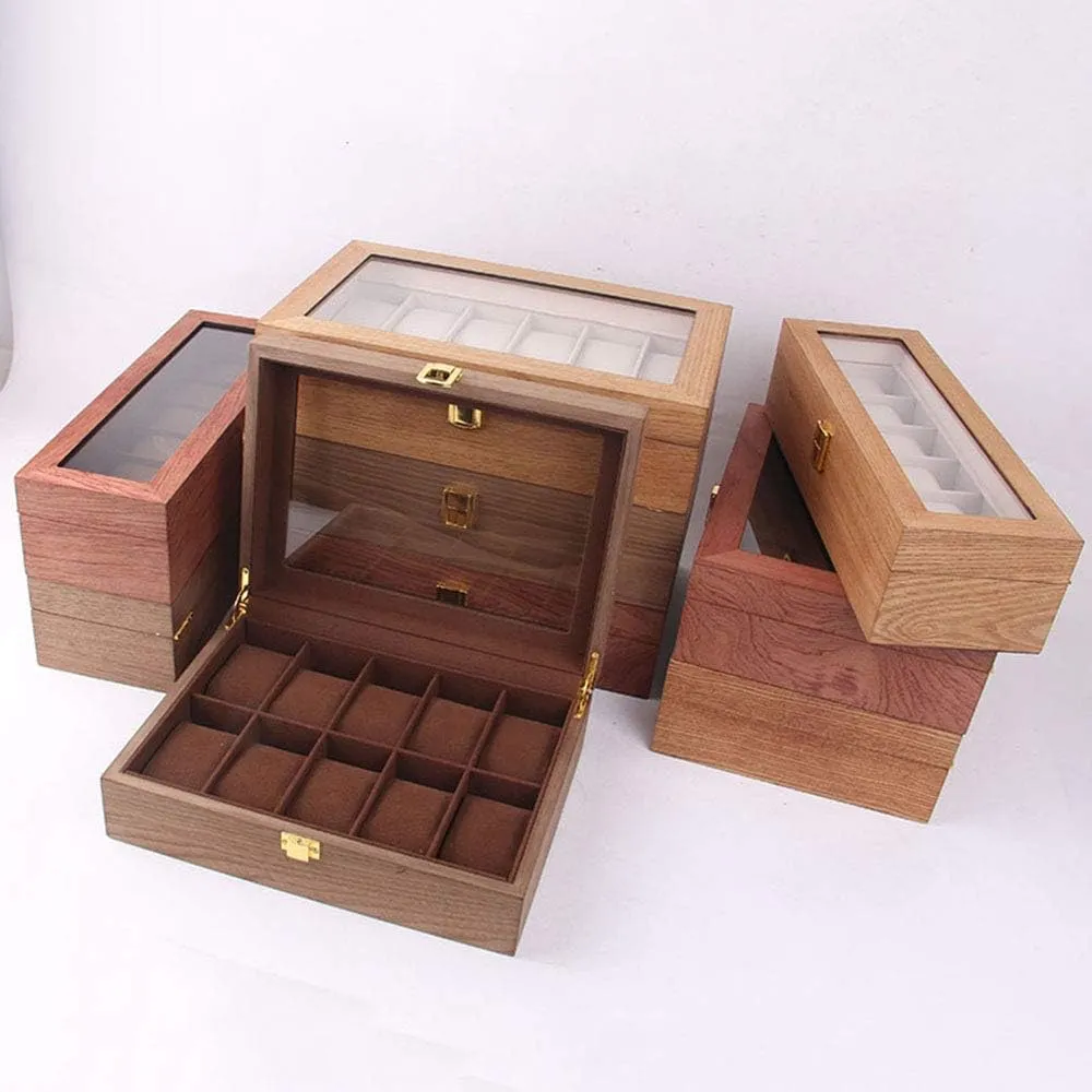 Home Display Wooden Box Simple Watch Box Watch Collection Solid Wood Watch Collection Showcase ash Wood Table Storage Watch Box Storage Box Wooden Jewelry gentlemanly cashier Watch Collection 