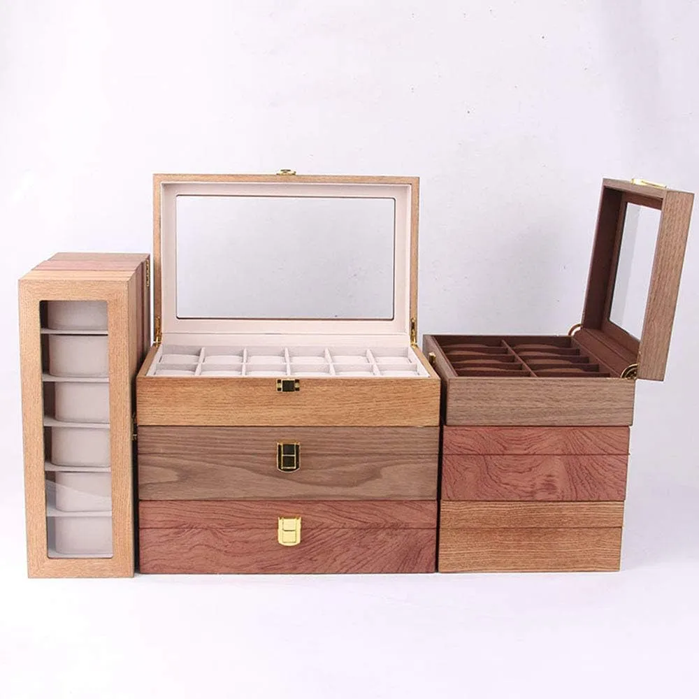 Home Display Wooden Box Simple Watch Box Watch Collection Solid Wood Watch Collection Showcase ash Wood Table Storage Watch Box Storage Box Wooden Jewelry gentlemanly cashier Watch Collection 