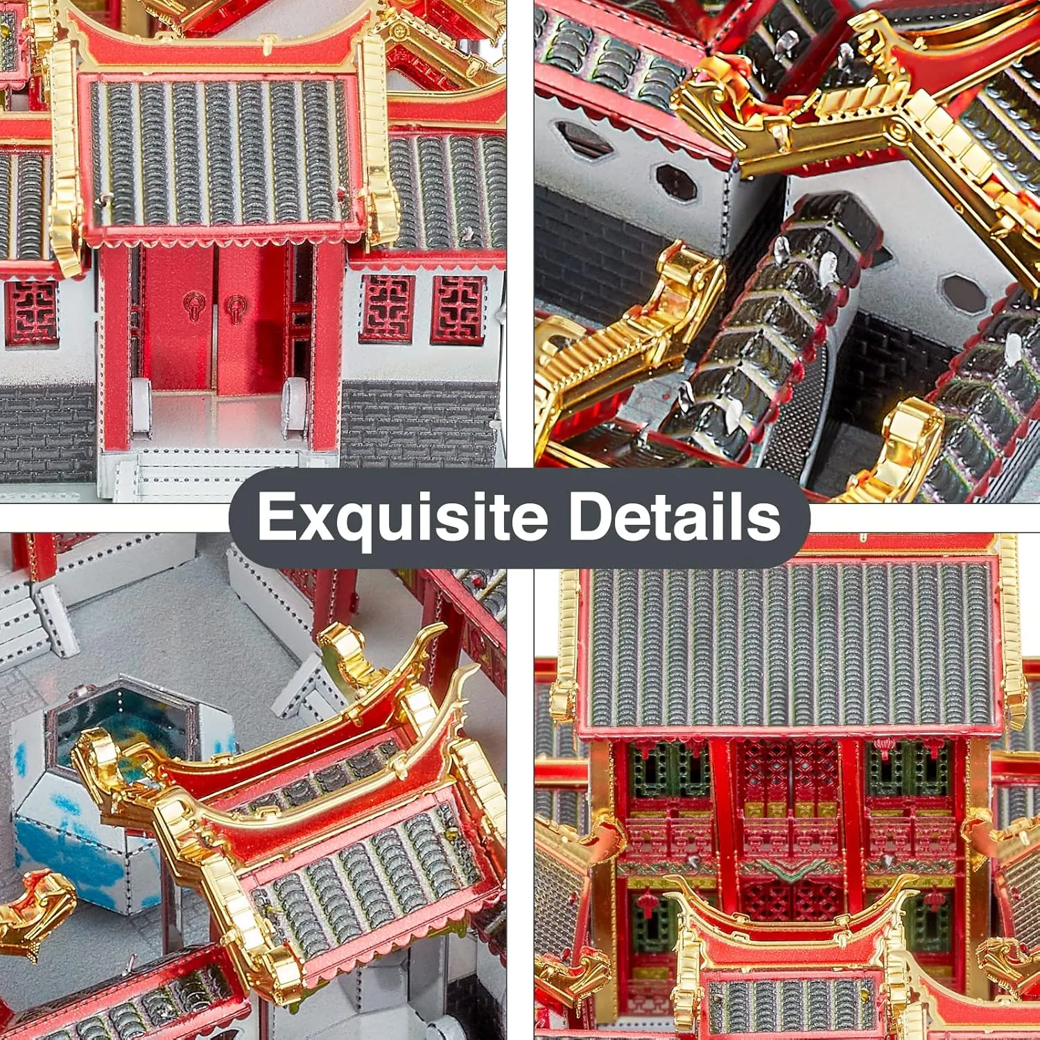 House Model Kits to Build for Adults, Chinese Architecture Building Blocks 3D Puzzle Learning Toys Best Gifts DIY Craft Home Decor - 203 Pcs Piececool 3D Metal Puzzles, Beijing Siheyuan honeycomb displace Courtyards 