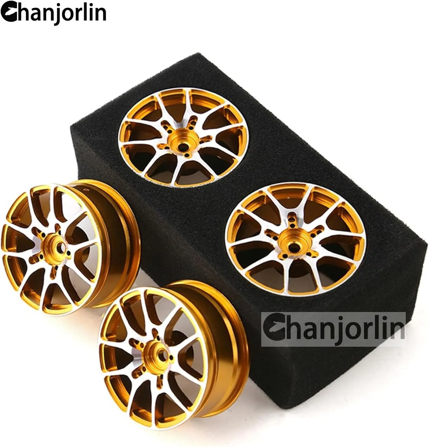 HSP 2S 3S Brushless HPI KYOSHO XV02 XV01 4PCS (Glod) 1/10 RC On seashore Road Drift Wheels Rims Hex 12mm Metal Rally Racing Hubs for 1:10 Scale Touring Street Car Tires Tyres Tamiya TT01 TT02 