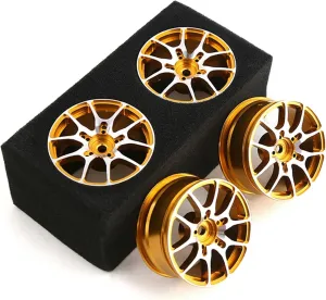 HSP 2S 3S Brushless HPI KYOSHO XV02 XV01 4PCS (Glod) 1/10 RC On seashore Road Drift Wheels Rims Hex 12mm Metal Rally Racing Hubs for 1:10 Scale Touring Street Car Tires Tyres Tamiya TT01 TT02 
