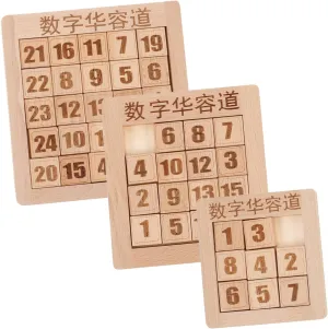 Huarong Road anecdote starch Puzzle for Educational Sliding Number Game Safe and KICHOUSE 3Sets Wooden Number Slide Puzzle Digital 