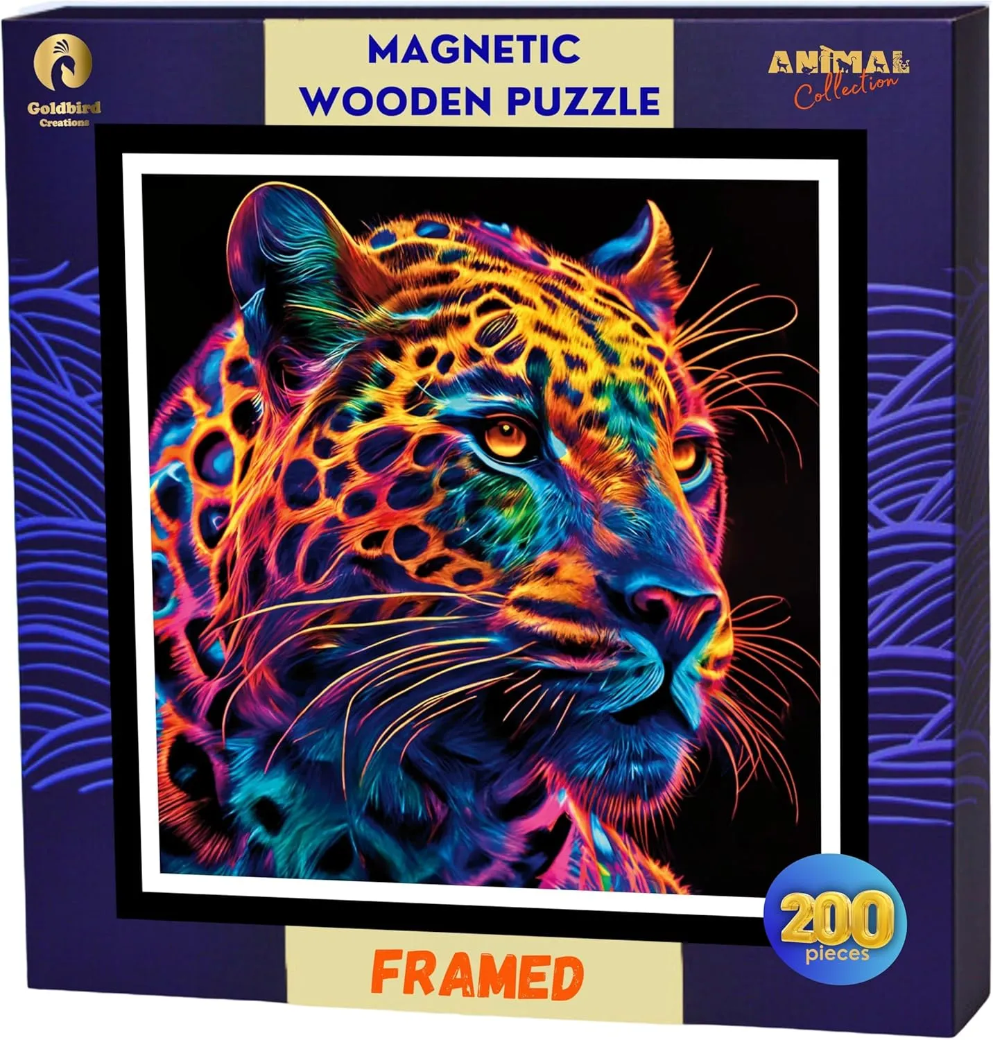 Idea (Jaguar) Magnetic Jigsaw delightful purge Puzzles For Adults With Frame - Wooden Animal Jigsaw Puzzle 200 Piece - Rompecabezas Para Adultos - Animal Head Wall Art Decor for Living Room - Christmas & Birthday Gift 