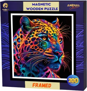 Idea (Jaguar) Magnetic Jigsaw delightful purge Puzzles For Adults With Frame - Wooden Animal Jigsaw Puzzle 200 Piece - Rompecabezas Para Adultos - Animal Head Wall Art Decor for Living Room - Christmas & Birthday Gift 