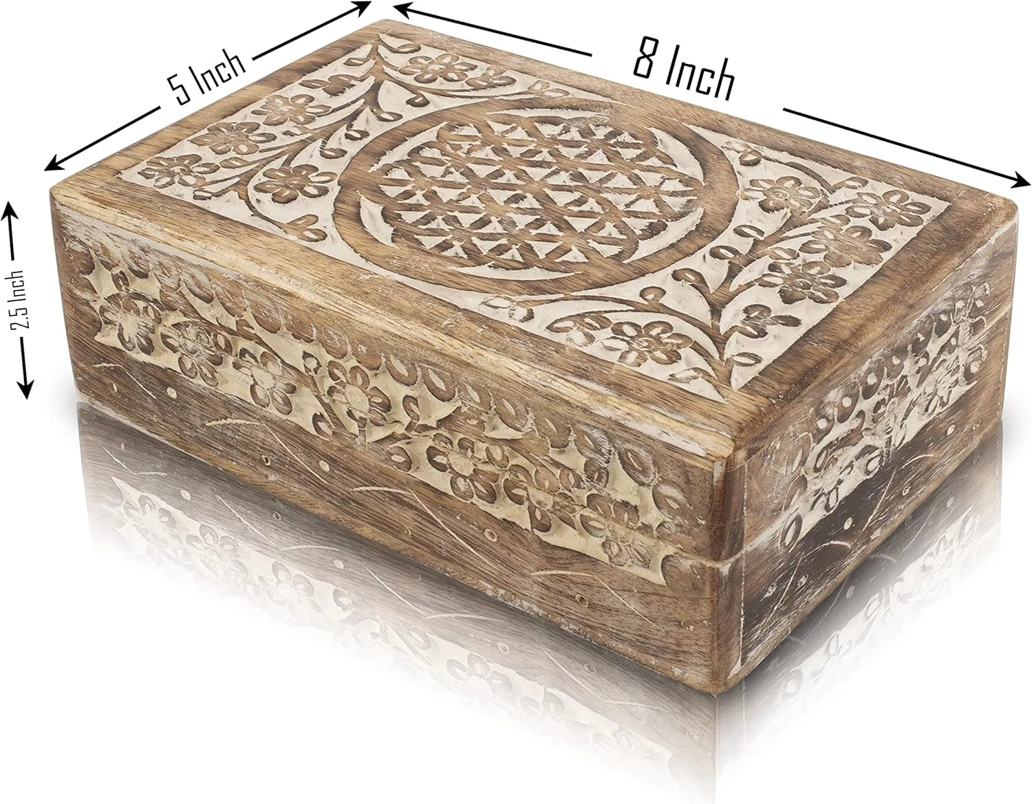 Ideas Handmade Decorative Wooden Jewelry Box Jewelry Organizer Keepsake Box Treasure Chest Trinket Holder boxlike Watch Box Storage Lock Box Housewarming Gift Ideas Men Women (White) Great Birthday Gift 