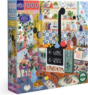 Image Reference Insert$ Glossy Pieces eeBoo viewpoint Piece & Love: Morning Kitchen - 1000 Piece Puzzle - Adult Square Jigsaw$ 23x23$ Includes 