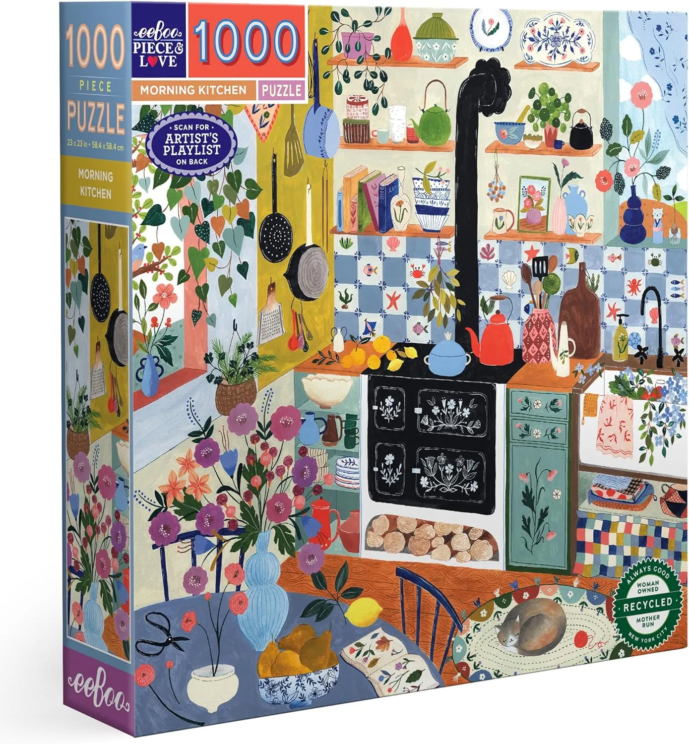 Image Reference Insert$ Glossy Pieces eeBoo viewpoint Piece & Love: Morning Kitchen - 1000 Piece Puzzle - Adult Square Jigsaw$ 23x23$ Includes 