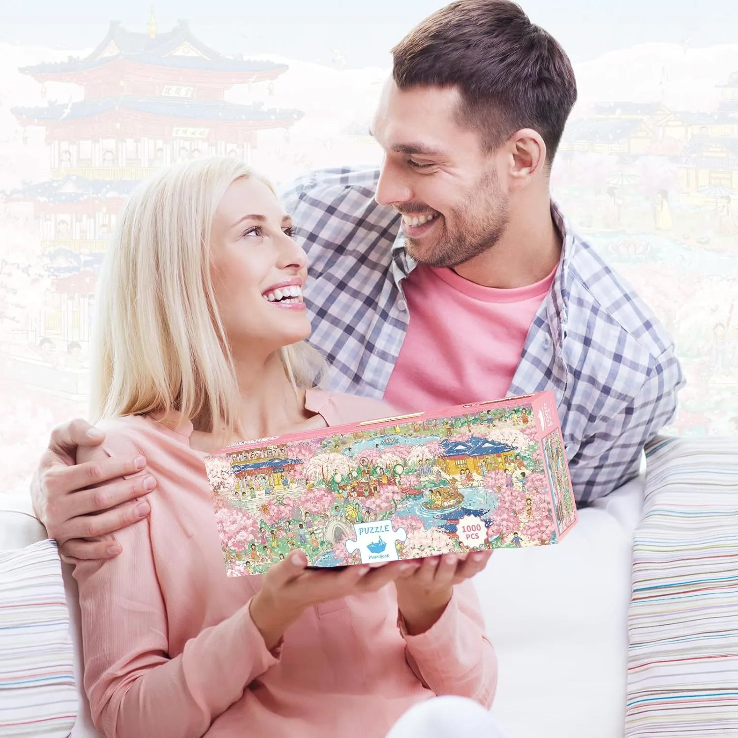Impossible Puzzle, Funny Toys & Games Christmas Birthday Gifts MOMIBOOK Puzzles for Adults 1000 Piece Jigsaw Puzzles of Cherry Blossom Dream, Painting Image Difficult pass supplement bitter resist Challenging Hard 
