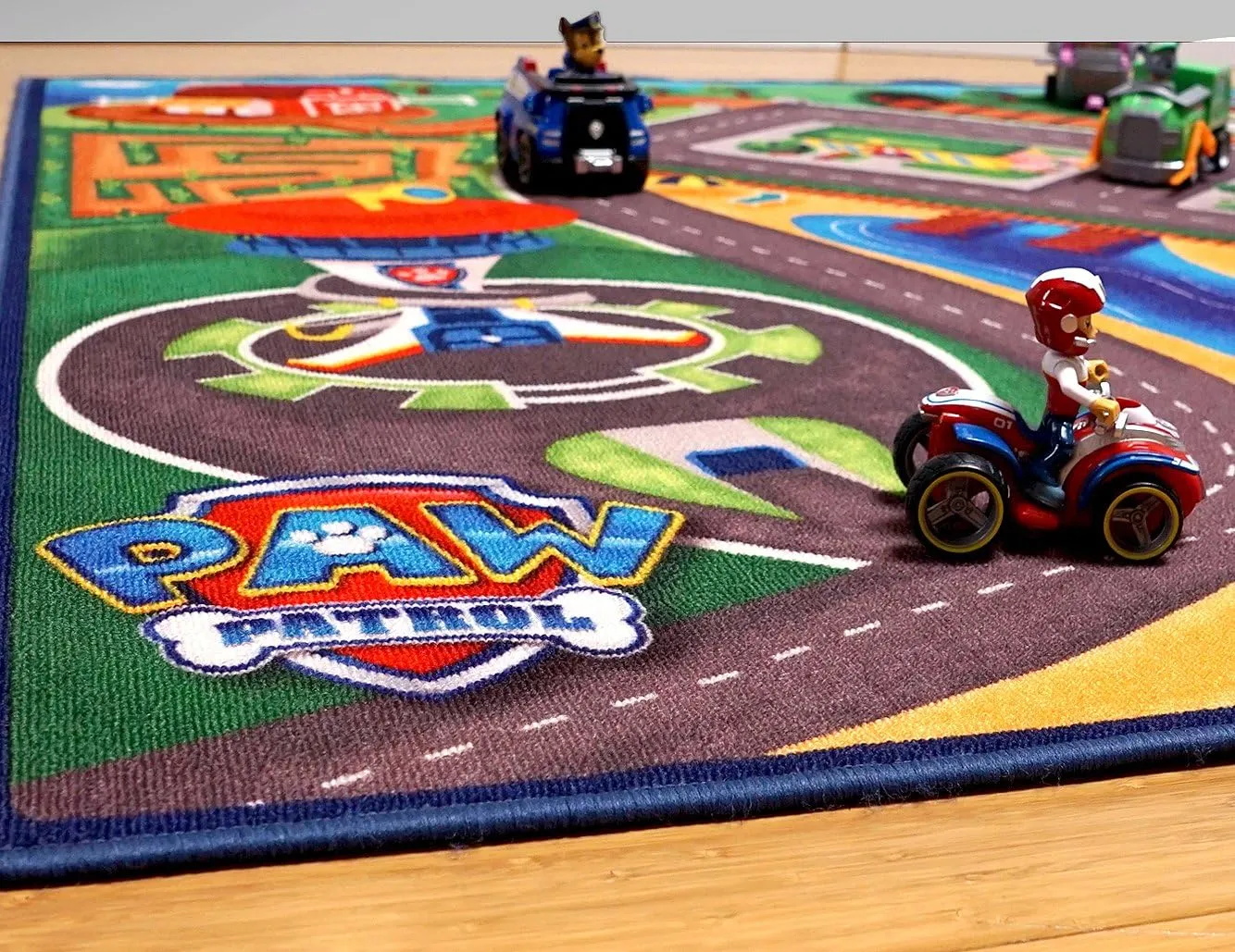in Bedroom$ Game Room$ Classroom$ Nursery or Play Area posit prizefight buy experimental emancipate interweave - Paw Patrol Road Play$ Multi$ 46910 Gertmenian Paw Patrol Indoor Area Rug - 4x6 Large$ Non-Slip$ Ideal for Children 