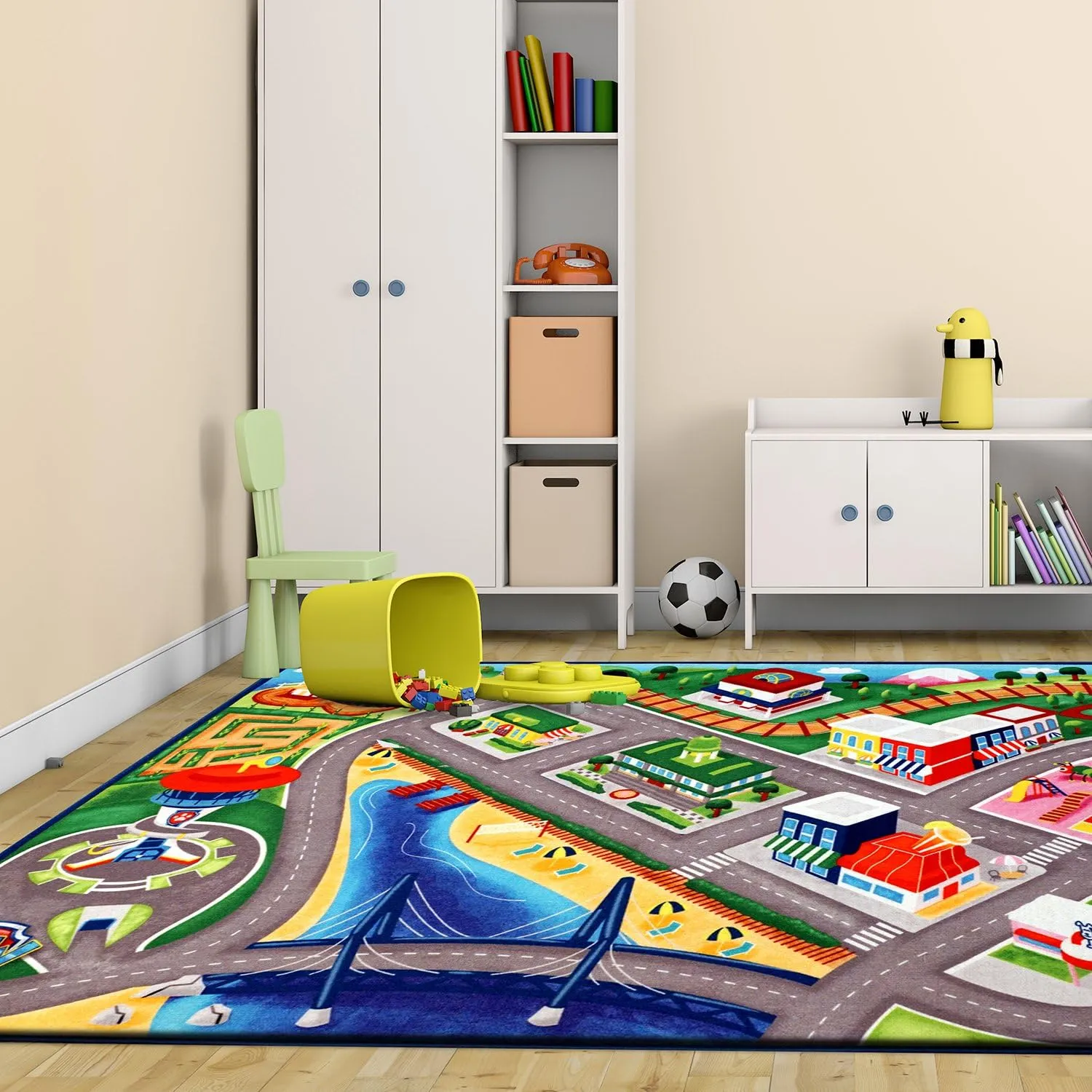 in Bedroom$ Game Room$ Classroom$ Nursery or Play Area posit prizefight buy experimental emancipate interweave - Paw Patrol Road Play$ Multi$ 46910 Gertmenian Paw Patrol Indoor Area Rug - 4x6 Large$ Non-Slip$ Ideal for Children 