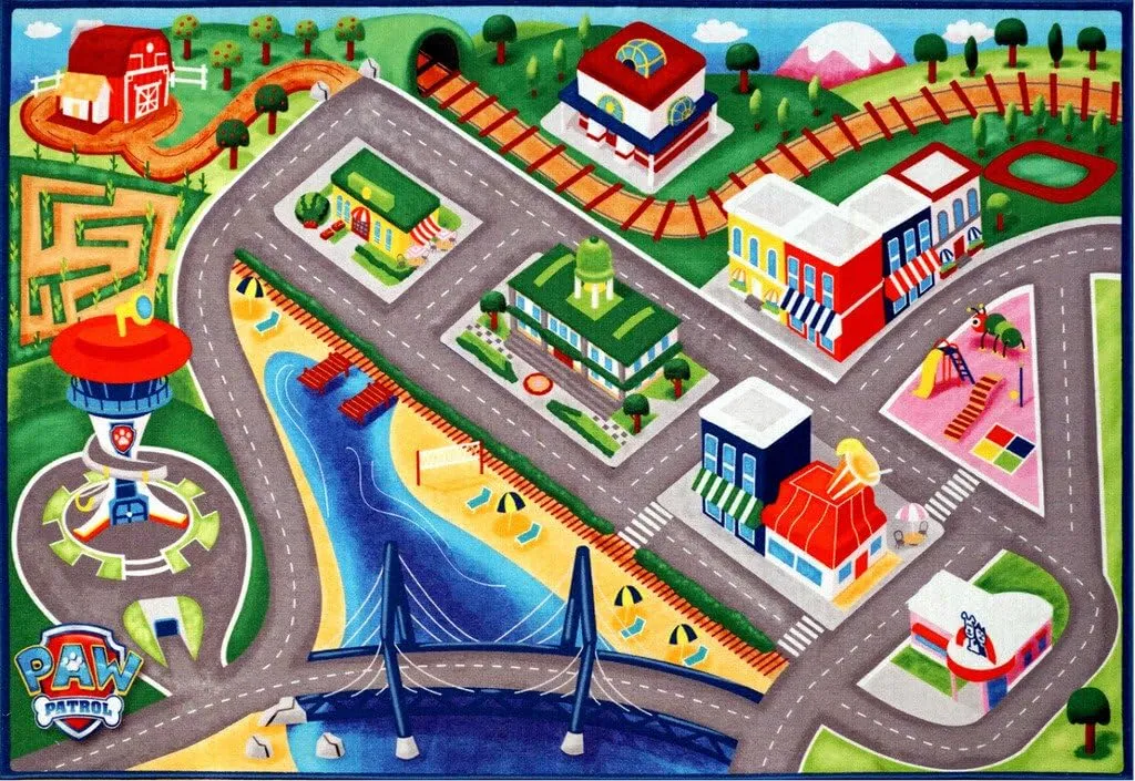 in Bedroom$ Game Room$ Classroom$ Nursery or Play Area posit prizefight buy experimental emancipate interweave - Paw Patrol Road Play$ Multi$ 46910 Gertmenian Paw Patrol Indoor Area Rug - 4x6 Large$ Non-Slip$ Ideal for Children 