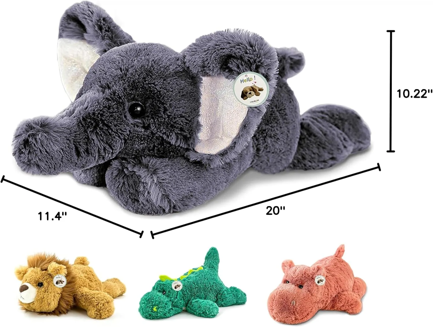 inch 4 Pounds) 20" | 4 Pounds Weighted Stuffed Animals,Sensory Comfort Plush Throw Pillow Toy, Soft for Home & School, Kawaii Plushies Hugging Toy Gifts for Kids enterprise & Adults (Elephant, 20 