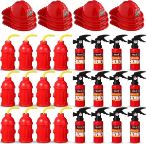 Including 12 Firefighter Helmet 12 Fire Hydrant Cups with Lids 12 Fire Extinguisher Squirt Toys for Fire Theme Party Supplies Liliful banana 36 Pcs Fireman Birthday Party Supplies 