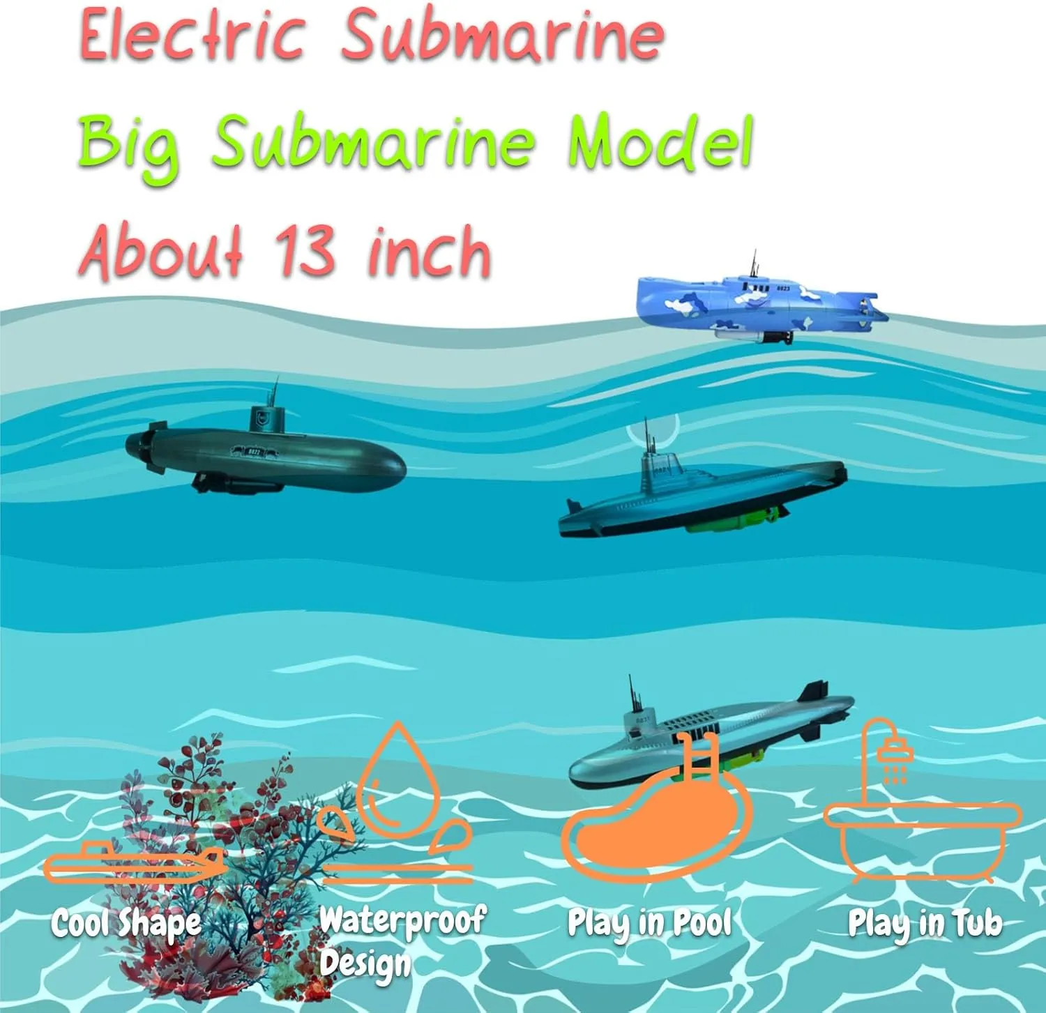 incubator endear survival Model Toy Submarine Bathtub Toy Submarine Pool Toy with Strong Motor (8831) Electric Simulated Submarine Toy, Large-Sized Science and Educational Model Toy Nuclear Submarine 