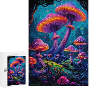 Interactive Challenging Game community envision responsible Home Decoration 300/500/1000 Piece Glowing Mushroom Wooden Jigsaw Puzzle for Adult 
