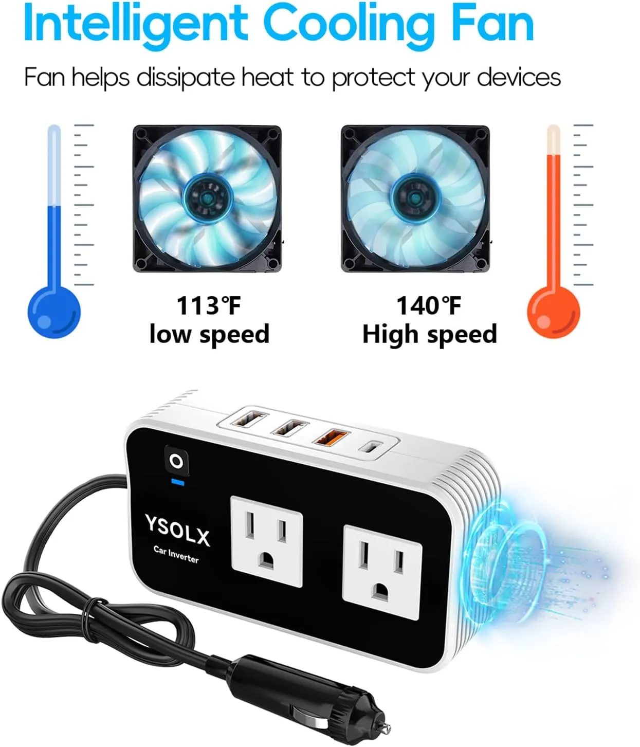 Inverter, Car Char??er Adapter with 20W moss delft balkan rigid USB-C/USB-QC(18W)/4.8A Dual USB/Dual AC Outlet, Car Plu?? Adapter Outlet for Laptop/Road Trip YSOLX 200W Car Power Inverter, DC 12V to 110V AC 