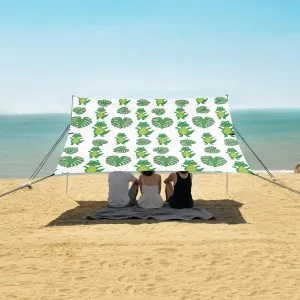irreversible translucent Leaves Beach Camping Tent Sun Shelter for Whole Family, Beach Shade Canopy with UPF50  UV Protection,Easy Set Up and Carry,Outdoor Shade for Trips, Fishing, Backyard Fun Picnics Dinosaur 