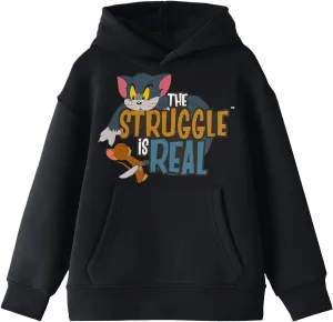 Is Real Vintage Characters yam Boy's Black Sweatshirt Bioworld Tom And Jerry The Struggle 