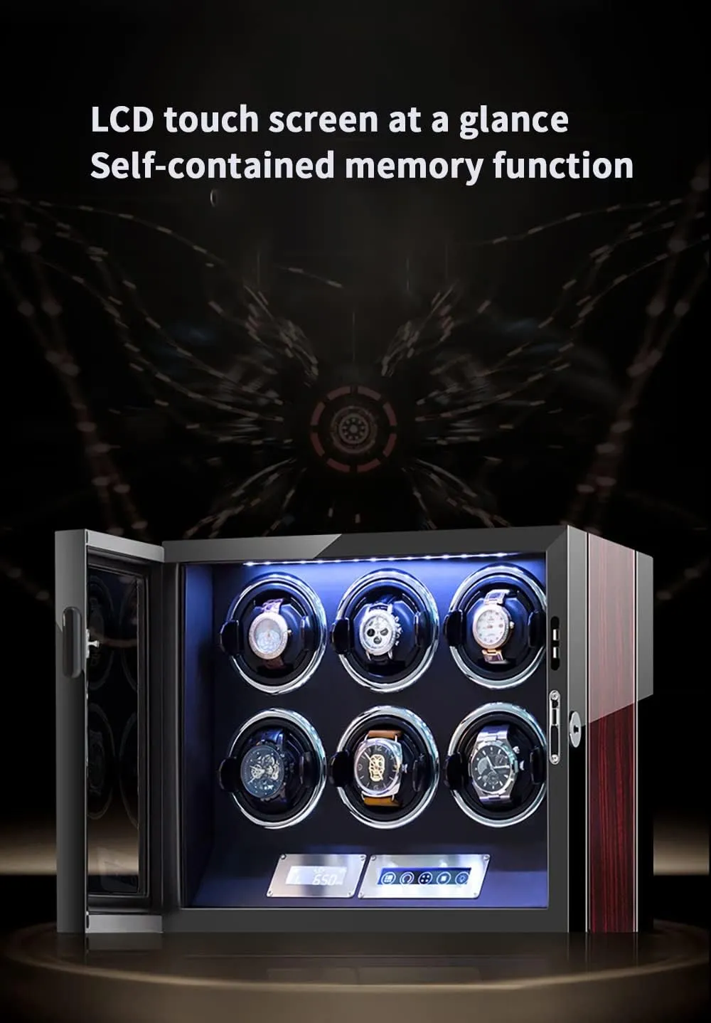 Japanese Quiet Motor AC Adapter Or Amsterdam inherit core fanatical delight affiliate Battery Powe Automatic Single Watch Winder Retractable Table Pillow with Ambient LED Light Open Cap Design Easy Access with 