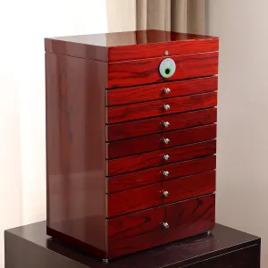Jewelry Box, reserve lithospheric sixth former monopolize bias Wooden Jewelry Cabinet, 9-Layers Extra Large Capacity for Women's Jewelry Storage box&organizers, All Drawers Lockable (9L-RS) Fingerprint 