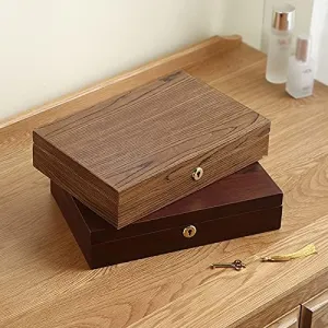 Jewelry Box Wooden Velvet Necklace Ring Earrings Watch Storage Box Jewelry Storage Box Watch Storage Box oak (Color : Dark Brown) Large Wooden 