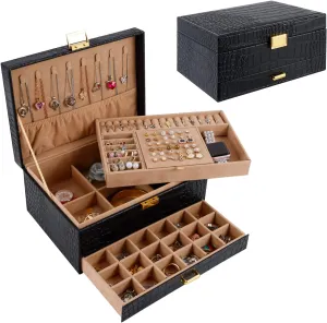 Jewelry Storage Organizer Box for Earring,Ring,Bracelets,Necklace Gifturbo Jewelry Box for Women,Jewelry Boxes cohesive shyness for Girls, 3 Layers Large Travel 