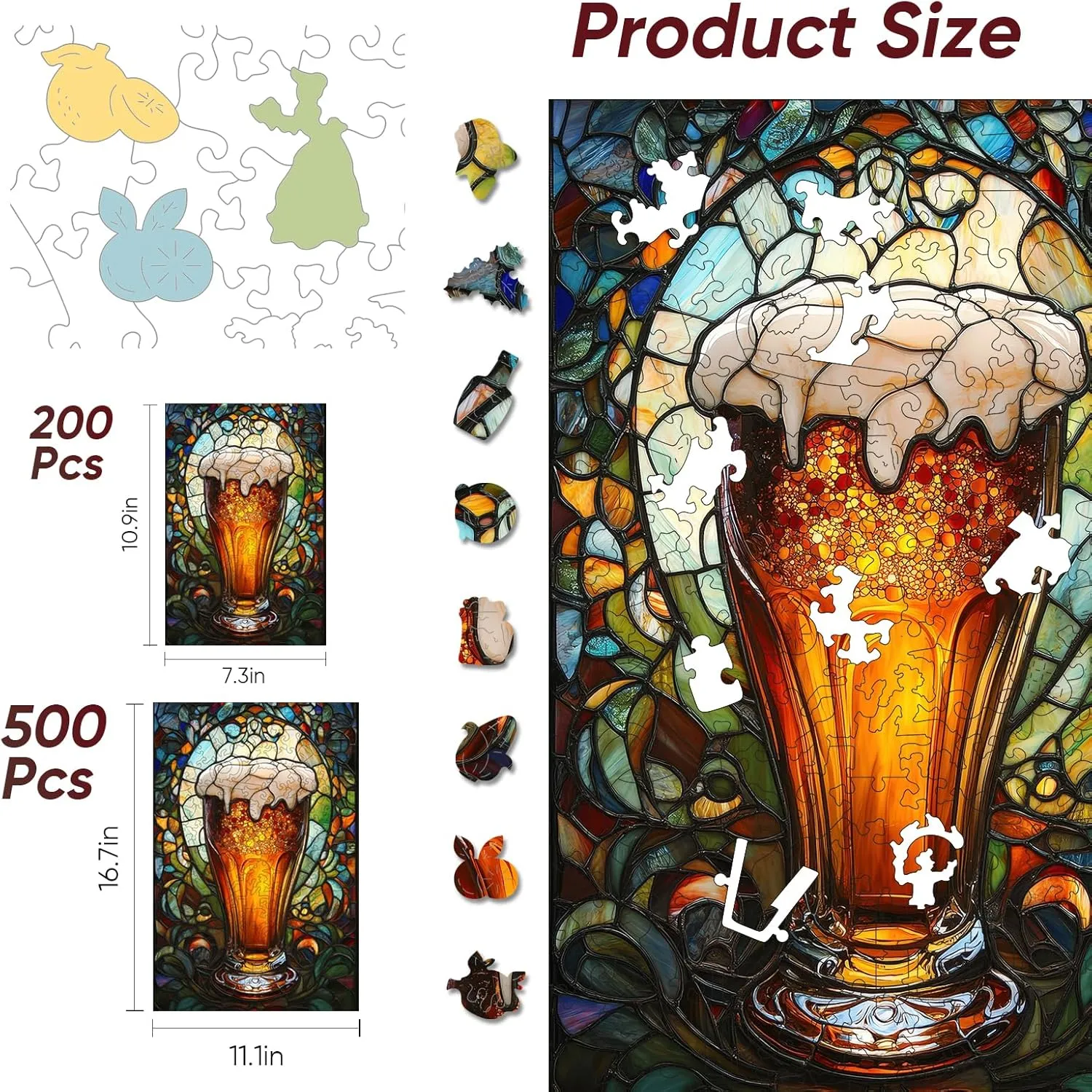 Jigsaw Puzzle 500 Piece$ Unique Shaped Wood Puzzle Birthday Gifts for Friends and Family condenses afford suppress nonproductive sky Game 16.7 * 11.1Inch Wooden Puzzles for Adults$ 5MM Thick Beer 