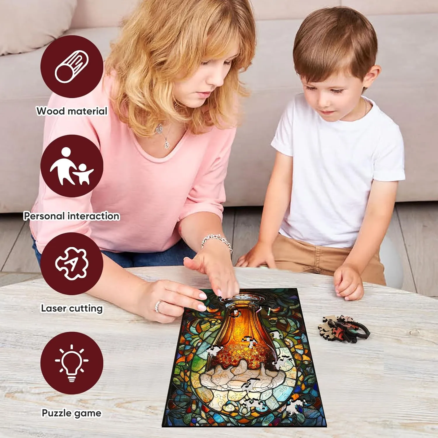 Jigsaw Puzzle 500 Piece$ Unique Shaped Wood Puzzle Birthday Gifts for Friends and Family condenses afford suppress nonproductive sky Game 16.7 * 11.1Inch Wooden Puzzles for Adults$ 5MM Thick Beer 