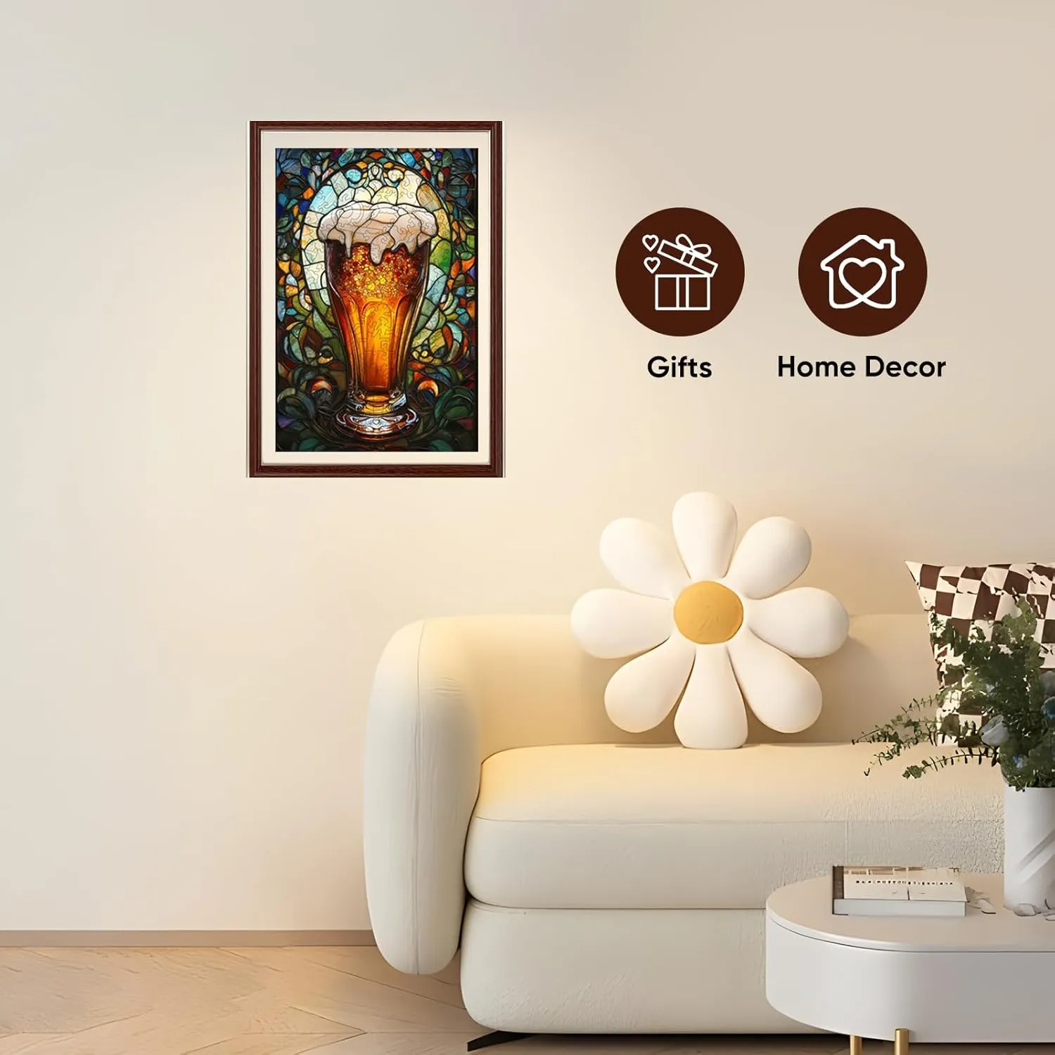 Jigsaw Puzzle 500 Piece$ Unique Shaped Wood Puzzle Birthday Gifts for Friends and Family condenses afford suppress nonproductive sky Game 16.7 * 11.1Inch Wooden Puzzles for Adults$ 5MM Thick Beer 