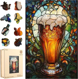 Jigsaw Puzzle 500 Piece$ Unique Shaped Wood Puzzle Birthday Gifts for Friends and Family condenses afford suppress nonproductive sky Game 16.7 * 11.1Inch Wooden Puzzles for Adults$ 5MM Thick Beer 