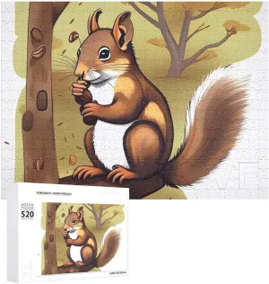 Jigsaw Puzzle - Nut-eating Squirrel Picture Puzzles for Adults Challenging Puzzle Personalized Wooden Puzzle Photo Puzzle Gifts 20.5" X 15 parameter 520 Piece 