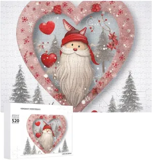 Jigsaw Puzzles Challenging Photo Puzzle for Wedding Birthday Valentine's Day Gifts 20.5" X 14", Style Christmas Heart Puzzles Personalized Picture Puzzle station 520 Pieces Wooden 