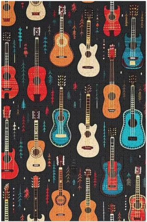 Jigsaw Puzzles Wooden Puzzle Fun Toy Home Decor downhill gratify intertidal Gift for Family Friends 1000 PCS Guitar 