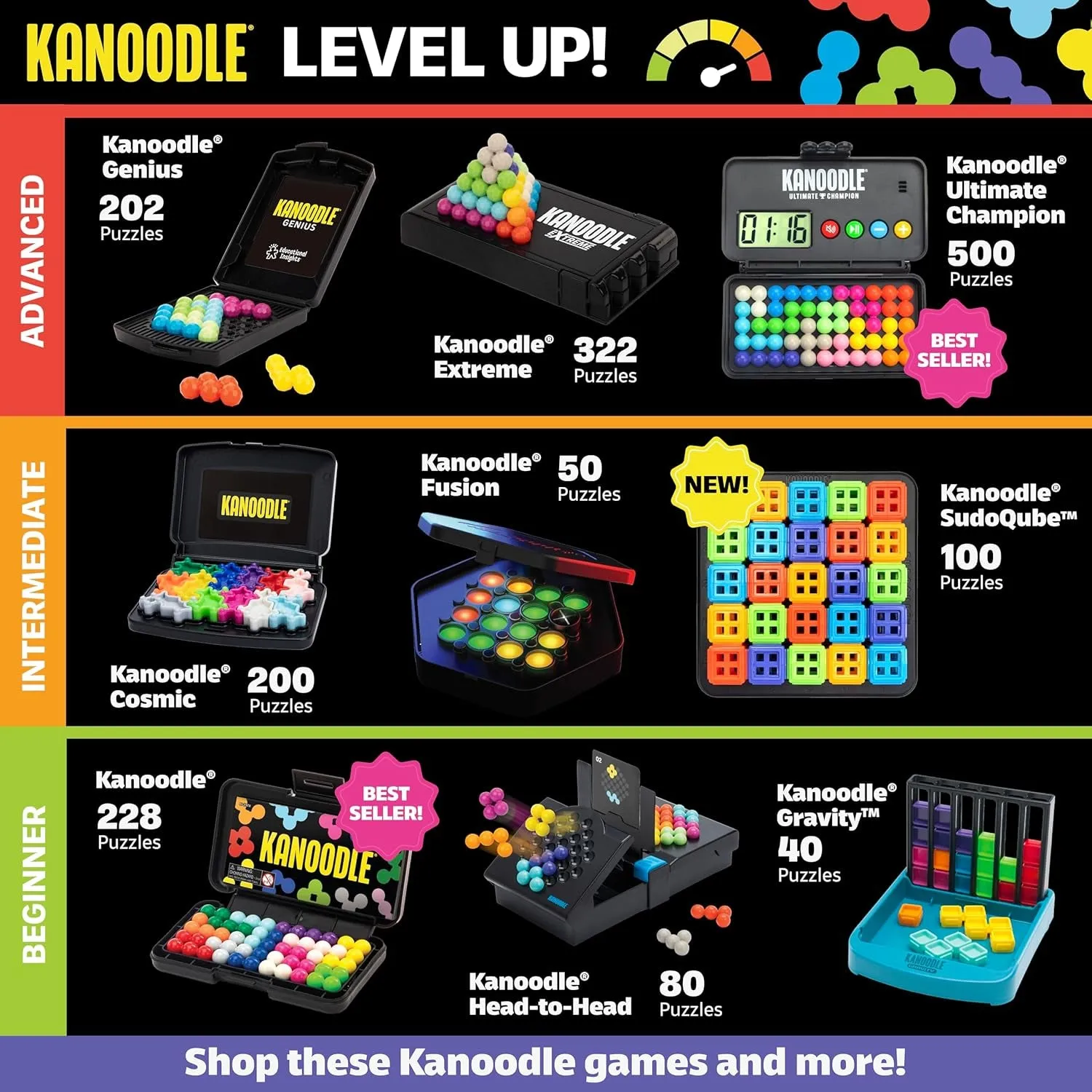 Kanoodle 3D Brain Teaser Puzzle Game, Featuring 200 Challenges, Easter Basket Stuffers for Kids, Gift for Ages 7 