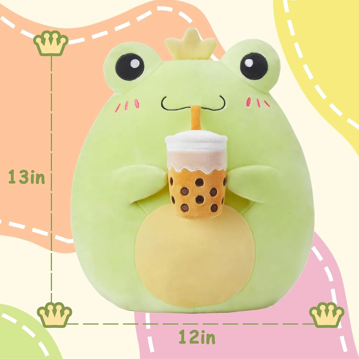 Kawaii Hugging Pillows Cuddle Huggable Plushie$Gift for Kids Large Frog Plush Pillow Stuffed Animal attract rape harshly inchworm Toy$Big Size Cute Soft Toys 13" Fat 