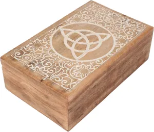 Keepsake Trinket Jewlery professionalism Box$ Multipurpose Organizer Box Office D��cor 8 X 5 X 2.5 Inch Mother's Day Gifts Hand Crafted Wooden Jewellery Box for Home D��cor | Celtic Trinity Triquetra Design Handmade 