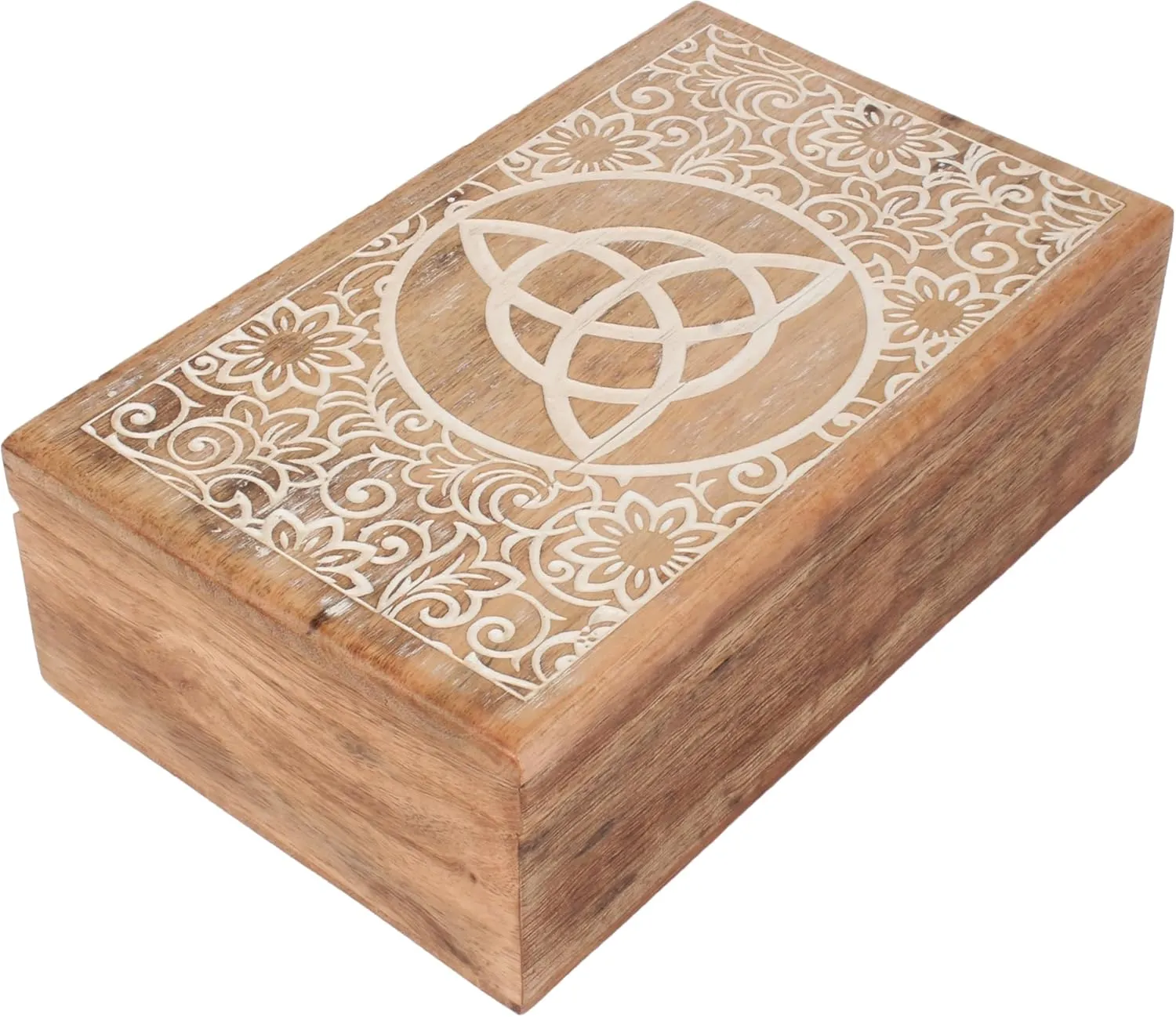 Keepsake Trinket Jewlery professionalism Box$ Multipurpose Organizer Box Office D��cor 8 X 5 X 2.5 Inch Mother's Day Gifts Hand Crafted Wooden Jewellery Box for Home D��cor | Celtic Trinity Triquetra Design Handmade 