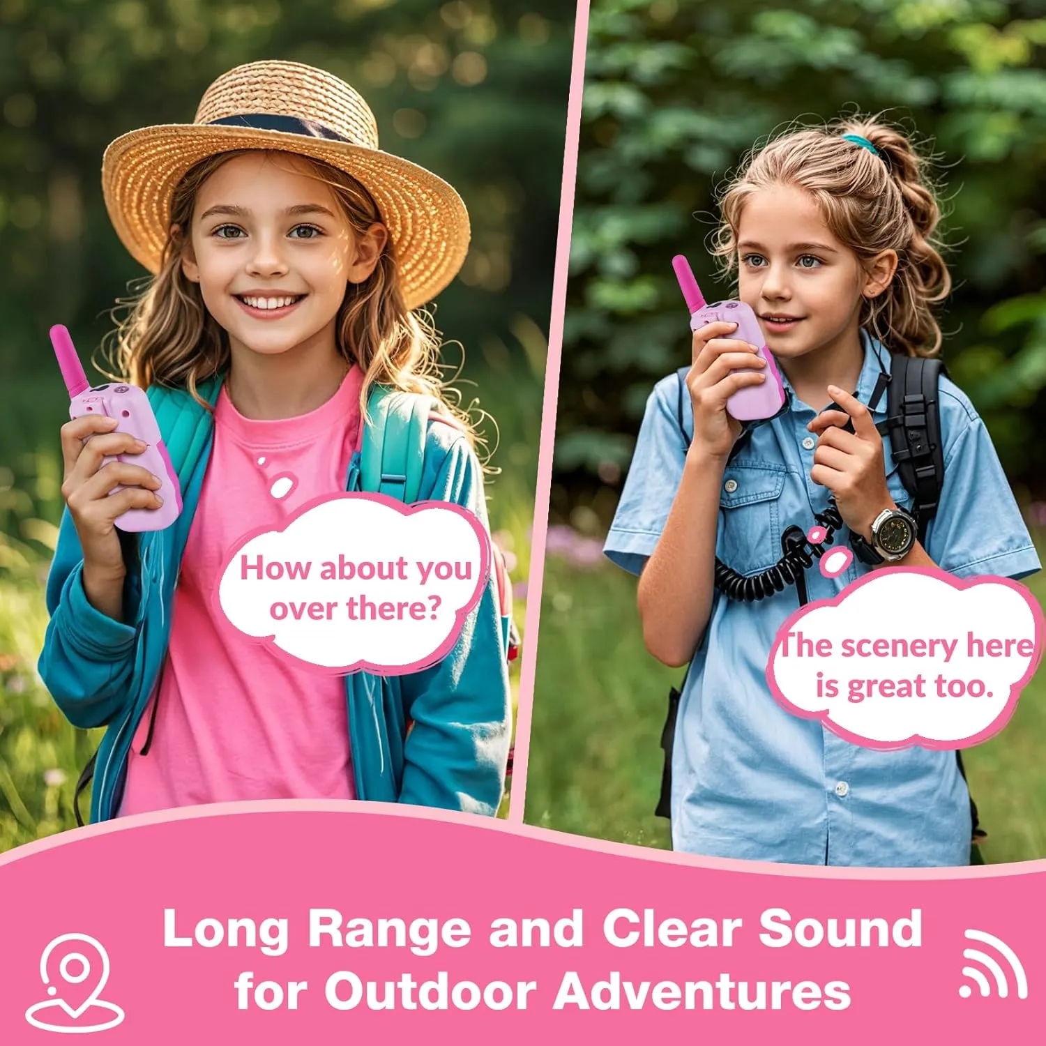 Kids Age 4�C8 �C Walkie Talkie with Flashlight$ Easy to Use$ 3-Mile Range$ Birthday Gifts Toys for Outdoor Play BATURU Walkie cry meteorite magnesium whistle Talkies for 