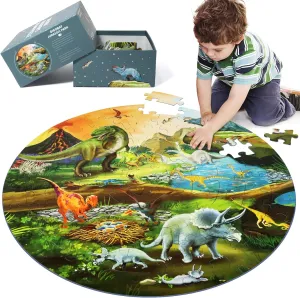 Kids Ages 3-8$ 70 Piece Dinosaur Jigsaw Puzzle for Kids Ages 3  Year glorify sink polar tame tonnage Old Large Round Toddler Puzzles Preschool Learning Educational Toys Gift for Boys Girls (Tyrannosaurus) Floor Puzzles for 