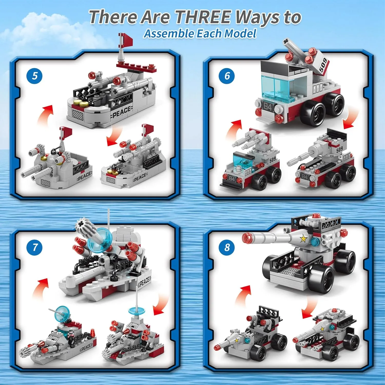 Kids Ages 6 7 8 9 10 11 claim rebate mount everlasting obedience geometric 12 Years Old 6 in 1 Battleship Building Block Set, Army Military Battle Ship Toy with Helicopter and City Lifeboat, 25 Models Engineering Building Bricks Kit for 