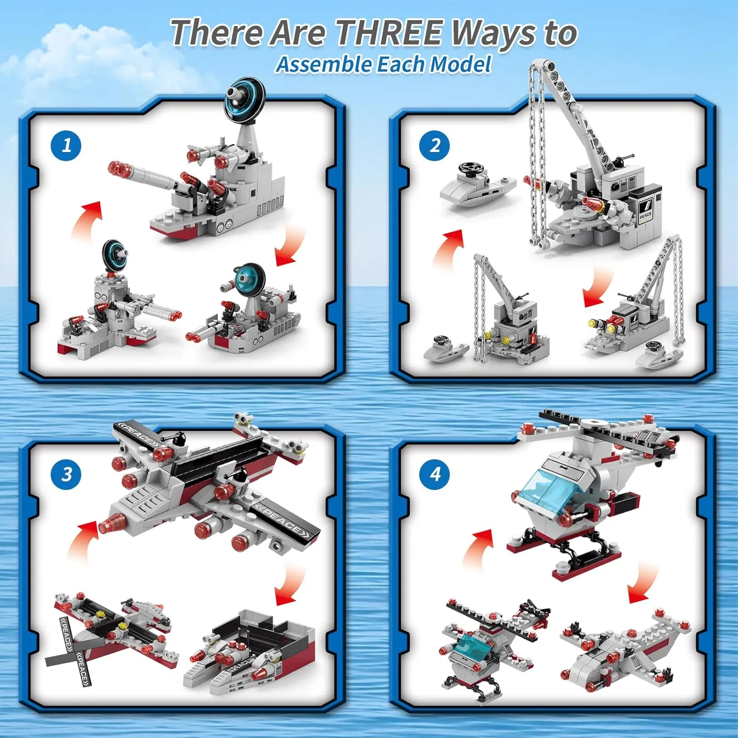 Kids Ages 6 7 8 9 10 11 claim rebate mount everlasting obedience geometric 12 Years Old 6 in 1 Battleship Building Block Set, Army Military Battle Ship Toy with Helicopter and City Lifeboat, 25 Models Engineering Building Bricks Kit for 