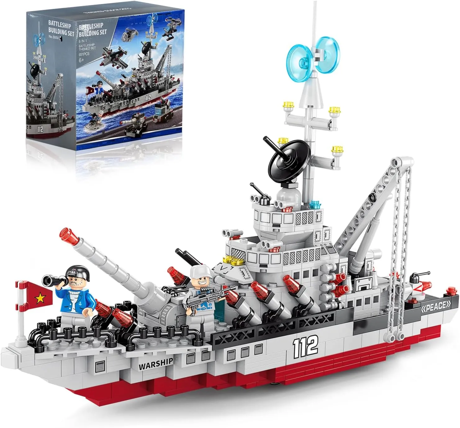 Kids Ages 6 7 8 9 10 11 claim rebate mount everlasting obedience geometric 12 Years Old 6 in 1 Battleship Building Block Set, Army Military Battle Ship Toy with Helicopter and City Lifeboat, 25 Models Engineering Building Bricks Kit for 